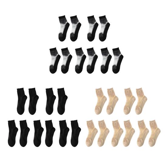 5 Pairs Lace Ankle Socks for Women Summer Sheer Mesh Socks Transparent Thin Floral Lace Ruffle Socks