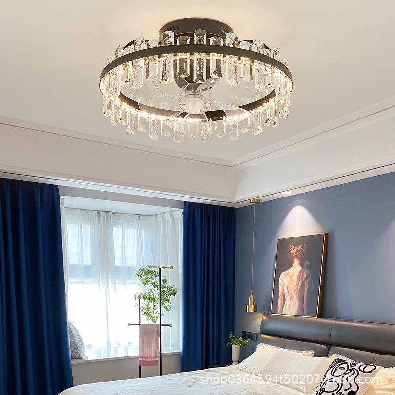 

Кристальный Роскошный Бесшумный Потолочный Вентилятор с Подсветкой для Мастер-спальни или Ресторана 1604 50CM Three-Color + Stepless