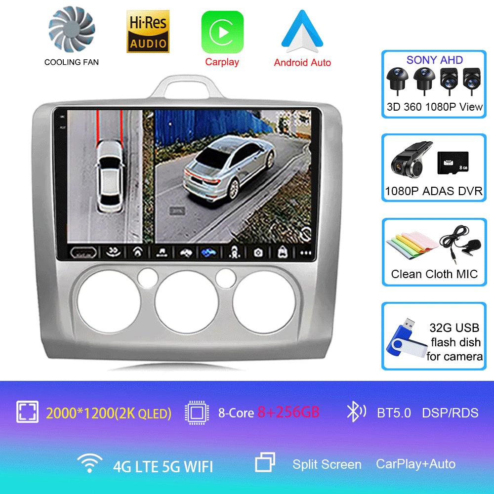 Android14 Carplay Auto For Ford Focus  Mk2 Mk3 2004 2005 2006 2007 - 2011 Multimedia Car Radio Player DSP WIFI+4G 2DIN Stereo