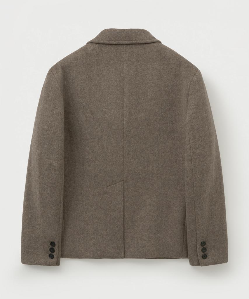 Satur Herringbone Wool Blend Single Blazer Brown