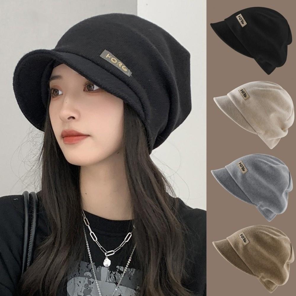 Casual Wide Brim Caps Solid Color Ear Protection Cap Fashion Warm Hat Autumn Winter