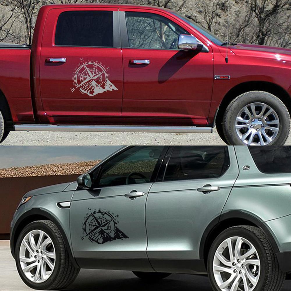 2Pcs Car Door Side Stickers Vinyl Film Auto Decoration Compass Decal Waterproof SUV Styling Automobiles Car Tuning Accessories