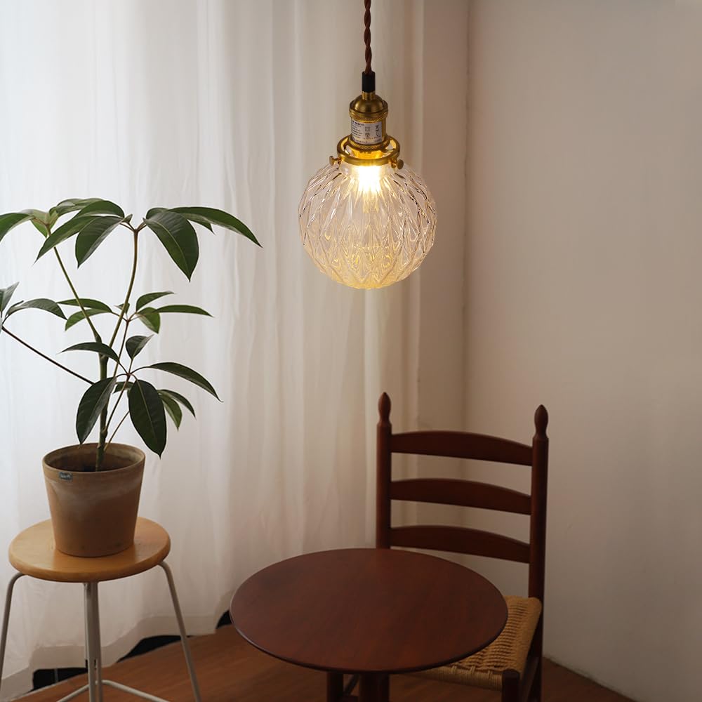 Cerdeco Retro and Antique Glass Pendant Light with a Nostalgic Texture that Changes Over Time, Cafe-Style Interior Lighting, Ceiling Lighting, PSE