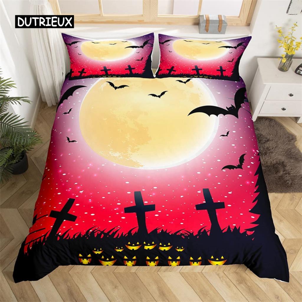 Happy Halloween Duvet Cover King Pumpkin Lantern Camping Car Bedding Set For Kids Boys Girl Bedroom Cartoon Festival Quilt Cover