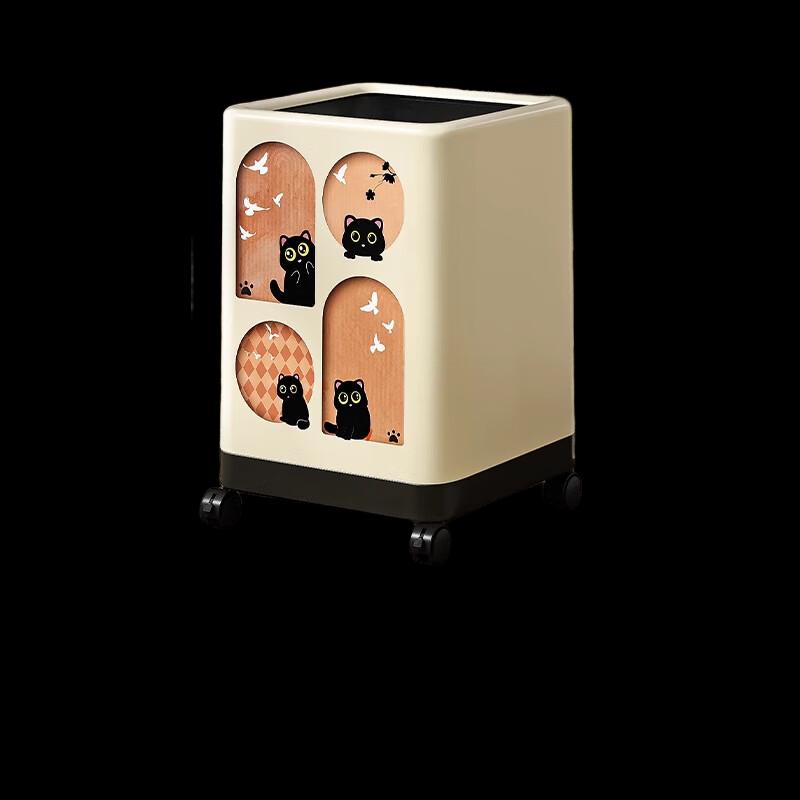 Милый квадратный мусорный бак с кошкой и универсальными колесами, 13 л