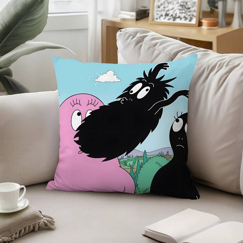 B-BarbapapaS-Cartoon Pillow Case Pattern Printed Pillowcase For Living Room Sofa Cushion Cover & Bedroom Decor