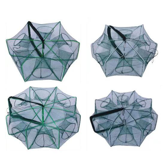 Foldable Fishing Trap Easy to Use Fishing Mesh Net with Steel Wire Portable Long-lasting Fishing Cage for Shrimp Crab Minnow