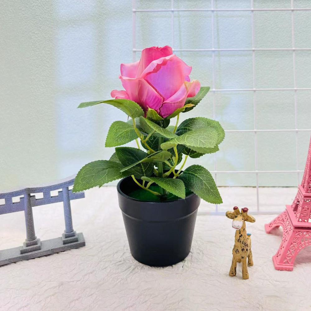 Rosa Rugosa Schreibtischpflanze Künstlich Mit Seide Und Kunststoff Für Wohnzimmer- Und Bürodekoration