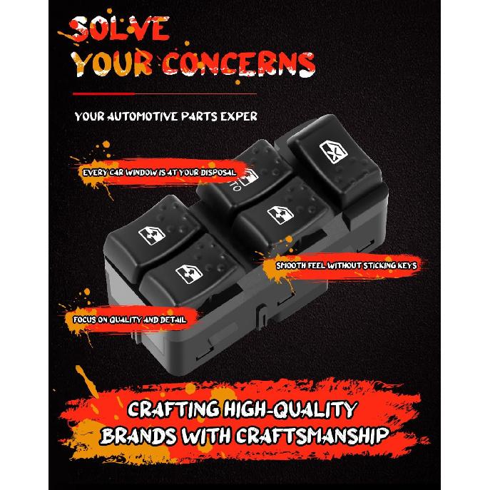 22664398 Master Window Control Switch Power Window Switch Compatible with 2003-2007 for Saturn Ion Sedan Front Master Driver Side