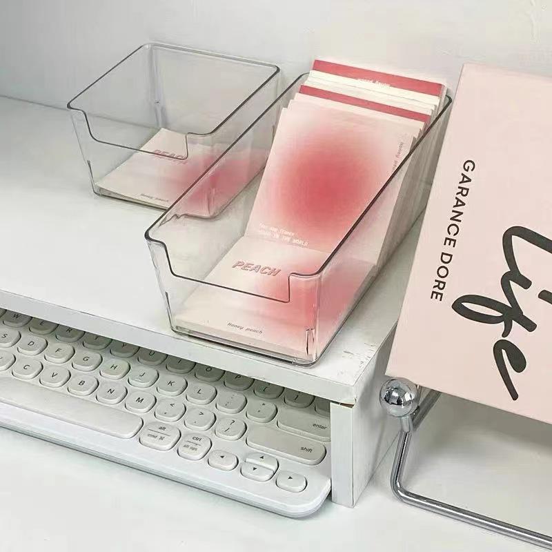 Transparent Plastic Desktop Organizer Box - Portable Storage for Household and Medicine Essentials