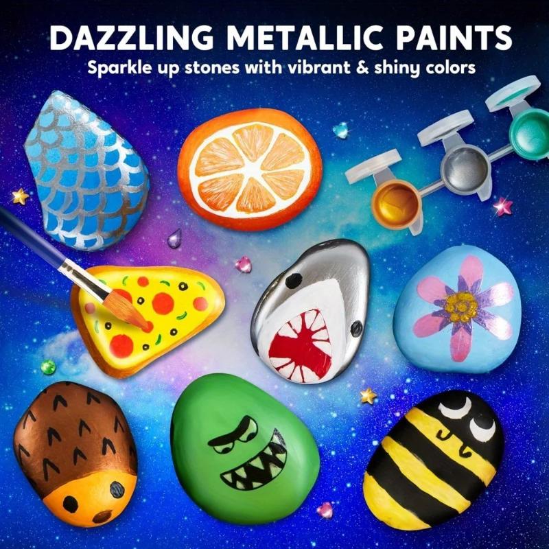 1 Set Glow In The Dark Rock Kit Arts And Crafts Rock Painting Kits For Boys Girls Best Birthday Chirstmas Party Gift