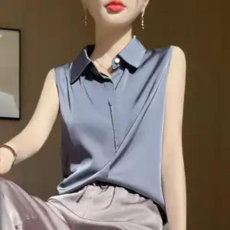 

Быстро надеваемая премиальная блузка из шелка тутового дерева для женщин Рубашка L серый