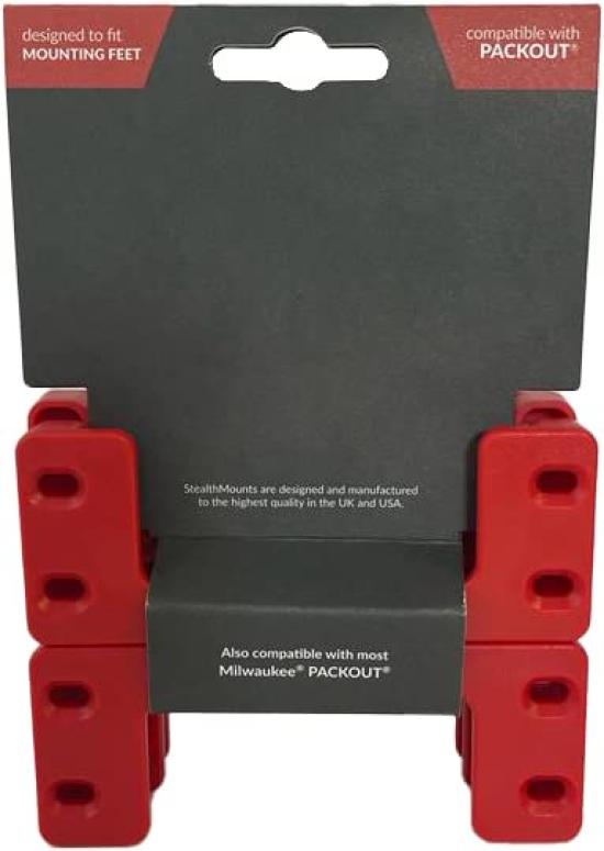 StealthMounts Cleat Feet Cleats Tool Box Storage System Mounts Anywhere Compatible with Milwaukee Packout 'n' (6 Pack) (Red)