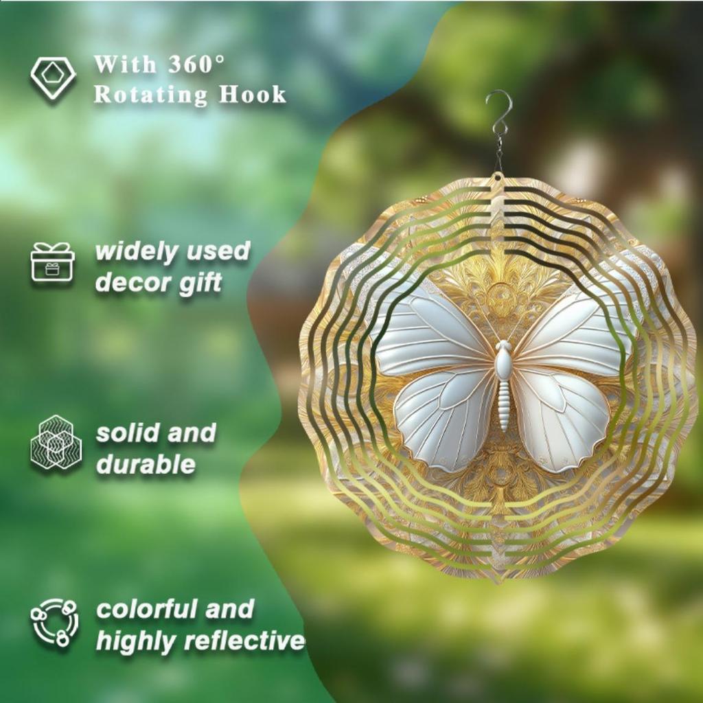 10 Inch Outdoor Wind Chime for Garden Patio and Spring Summer Decor Durable Metal Hanging Ornament with Rotating Design Easy Hook Installation