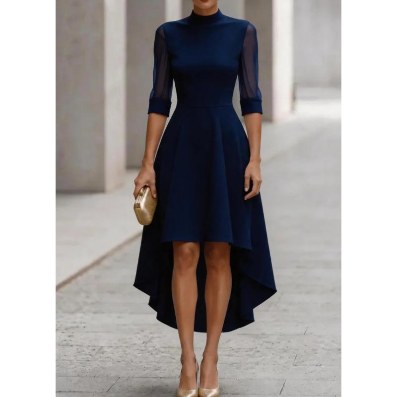GMXIA Women's Fashion Half Turtleneck 1/2 Sleeves Summer Spring Solid Color Print Casual Dresses