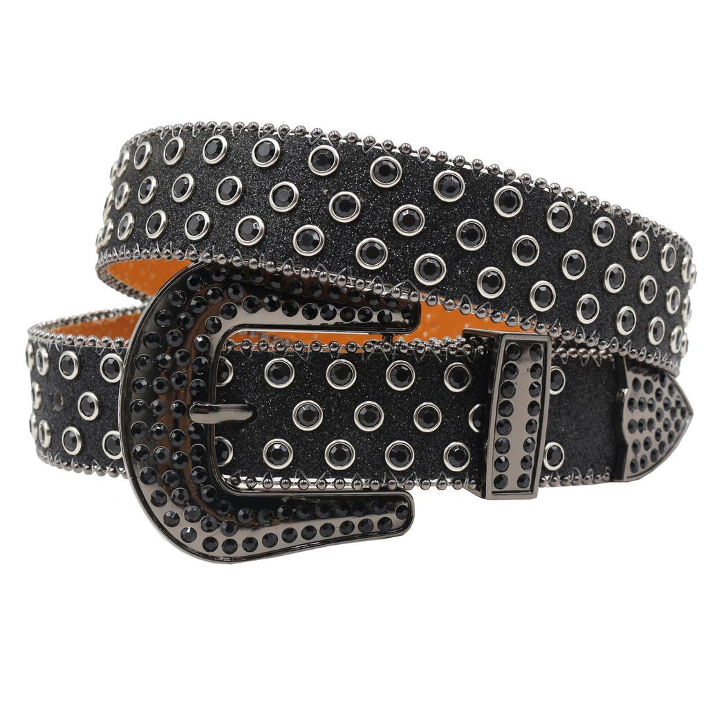 Punk European and American Diamond Inlaid Belt High-end Pin Buckle Full Diamond Sequin Hip-hop Decoration Nightclub Belt Women