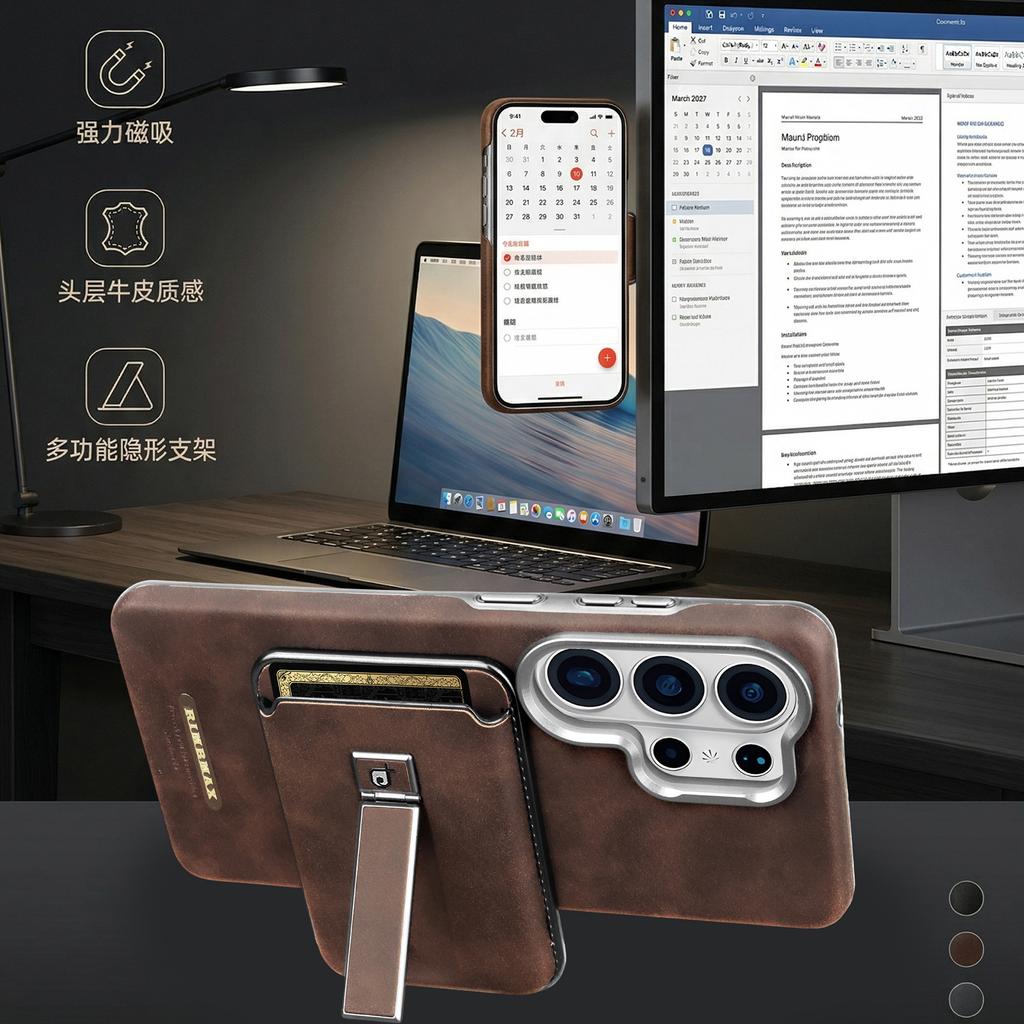 Magnetische Draadloze Oplaadbare Telefoonhoes voor Samsung Galaxy S26 Ultra S25 Plus S24 S23 Afneembare Lederen Kaarthouder Portemonneehoes