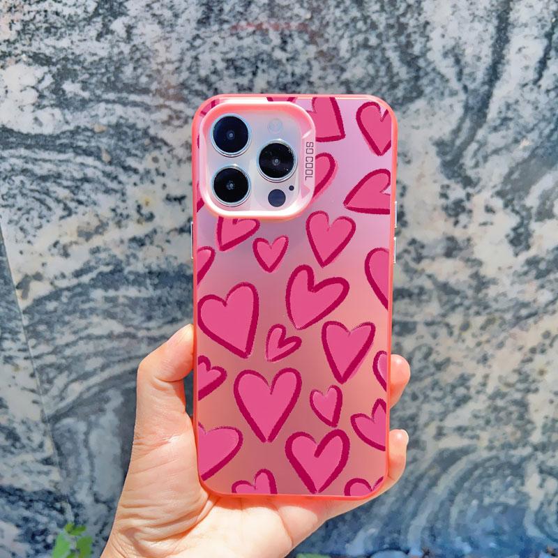 Cute Love Heart IMD Protective Phone Cases for Iphone 16 14 Pro Max Plus 15 11 12 13 Pro Max 13 Mini Plus Shockproof Laser Cover