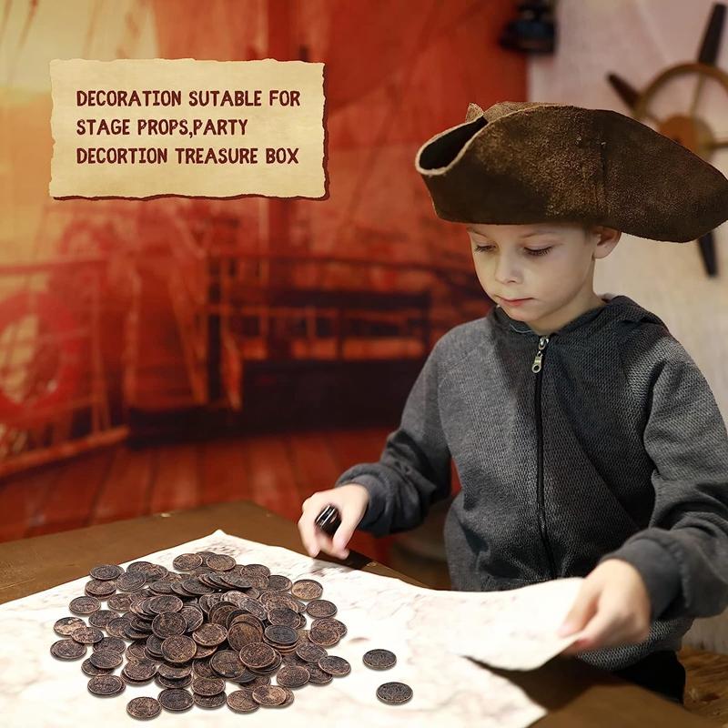 50/100 Stück Piratenmünzen 3,8 cm Kunststoff Metall Goldmünze Kinder Geburtstagsparty Schatzkiste Dekoration Halloween Kinderspielzeug