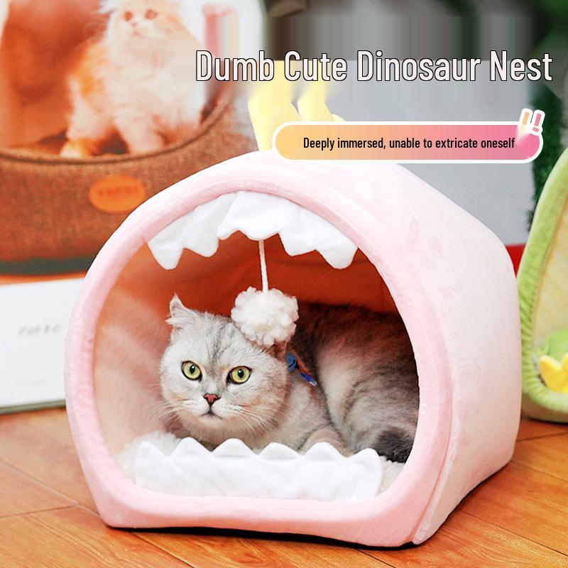 Dinosaur-Shaped Cat and Dog House: Cozy, All-Season, Detachable, and Washable Pet Bed