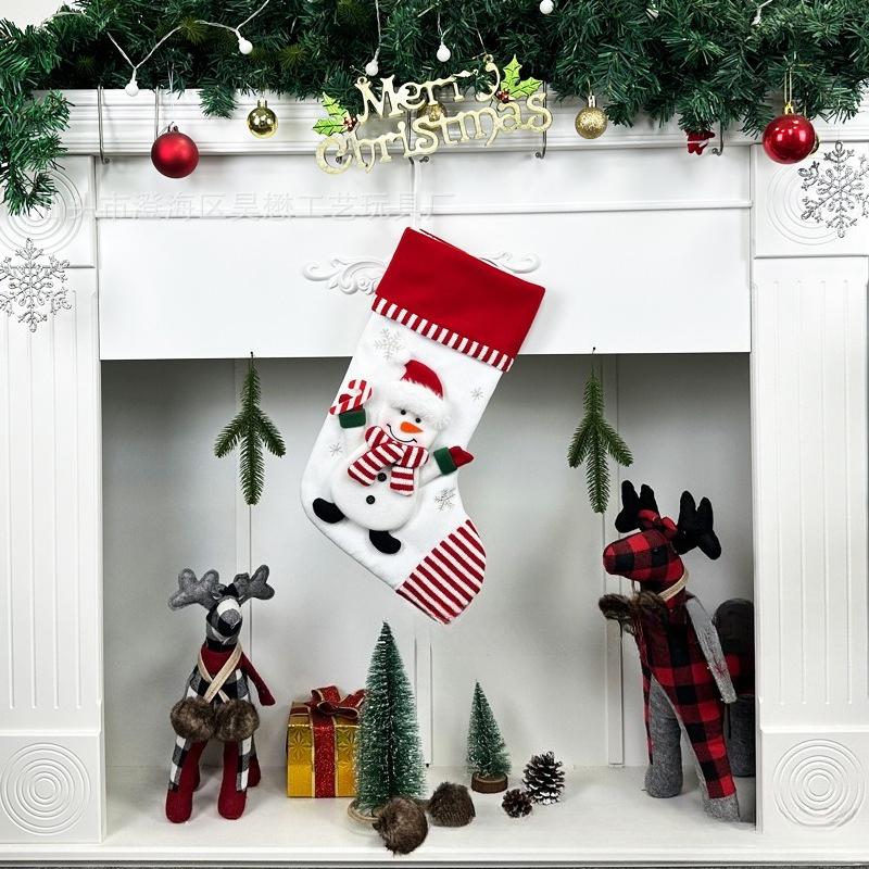 1pcs Linen Christmas Stocking Gift Bag Snowman Hanging Christmas Tree Ornaments Decorations for Festive Holiday Wall Decoration