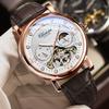 CHENXI Fashion Automatic Mechanical Watch Sun Moon Phase Tourbillon Waterproof Leather Strap Alloy Case Men's Watch