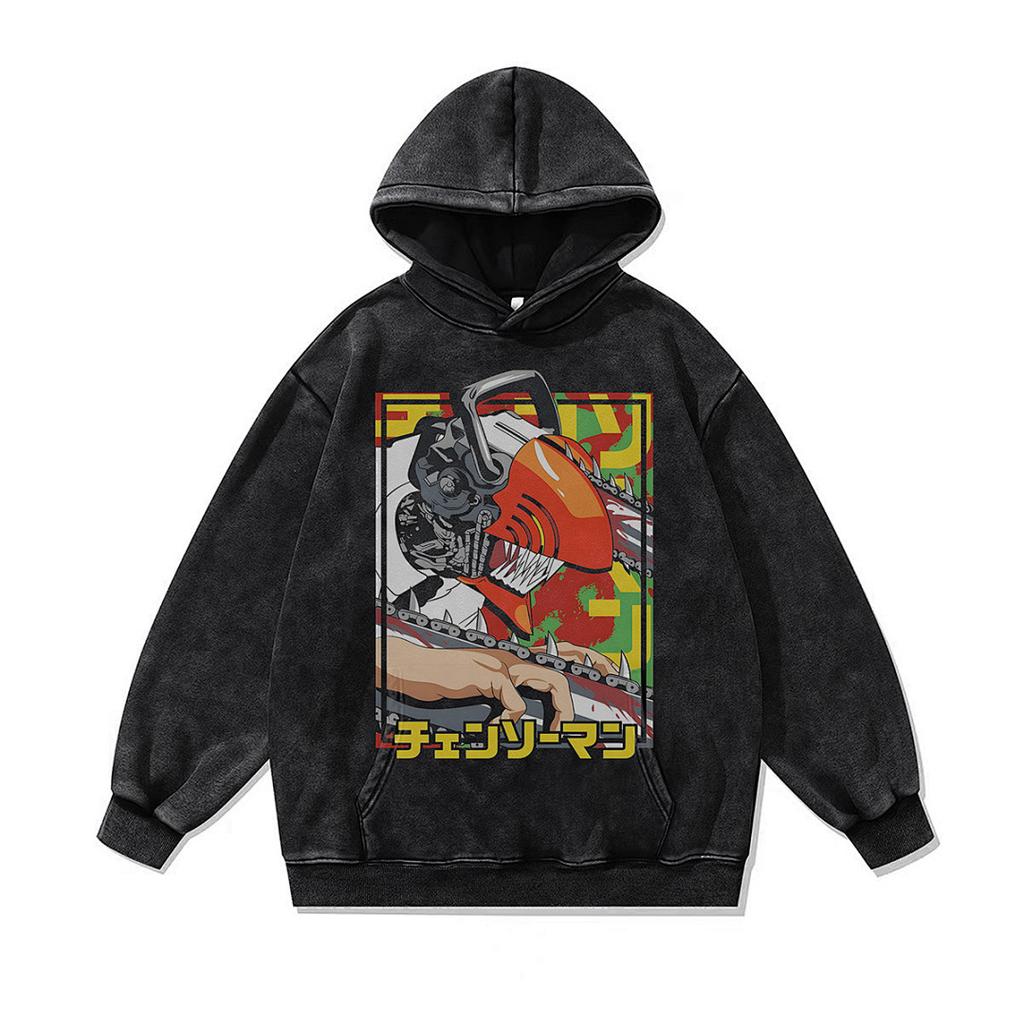 Niche Trend Cartoon Digital Direct Injection Printing Hoodie 430G Heavy Cotton Washed Sweater Men And Women Tide