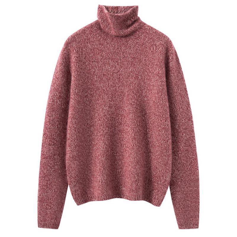 Women's High-Neck Cashmere Sweater: Autumn/Winter, Fancy Yarn, Loose, Thick, Long Sleeve Base Layer