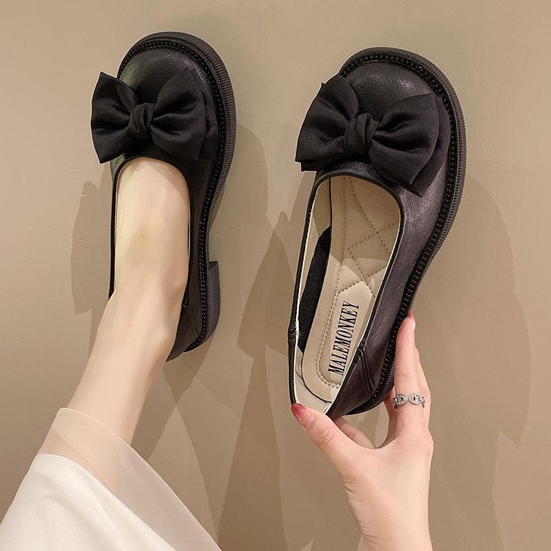 French flat-soled small leather shoes for women 2025 spring and summer new British style versatile one-pedal single shoes for pregnant women loafers