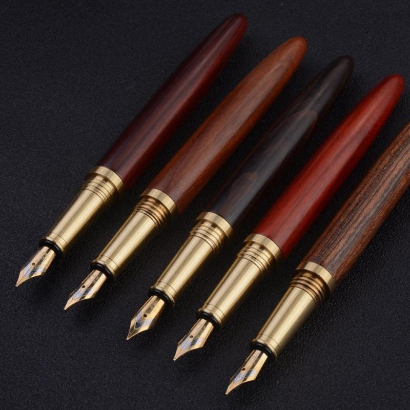 

Ручка из сандалового дерева Ретро Махагон Подписная ручка Высококлассная Деловая Каллиграфическая ручка Изогнутый наконечник Леттеринг Гвоздевая система Студент Kedanwood