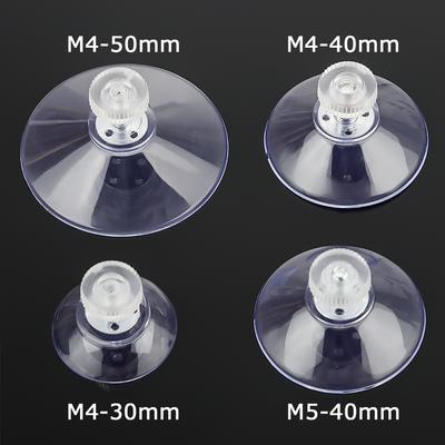 5x Haczyk przyssawka M4/M5 30/40/50mm Kubek przyssawka Plastikowy uchwyt przyssawki Silikonowy Okrągły Mocny Przezroczysty Z radełkowaną nakrętką