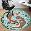 1pc Otter Family Office Round Area Rug, Indoor Mat Suitable For Office, Under Office Chairs Bedroom Living Room Home Decor, Room Deco