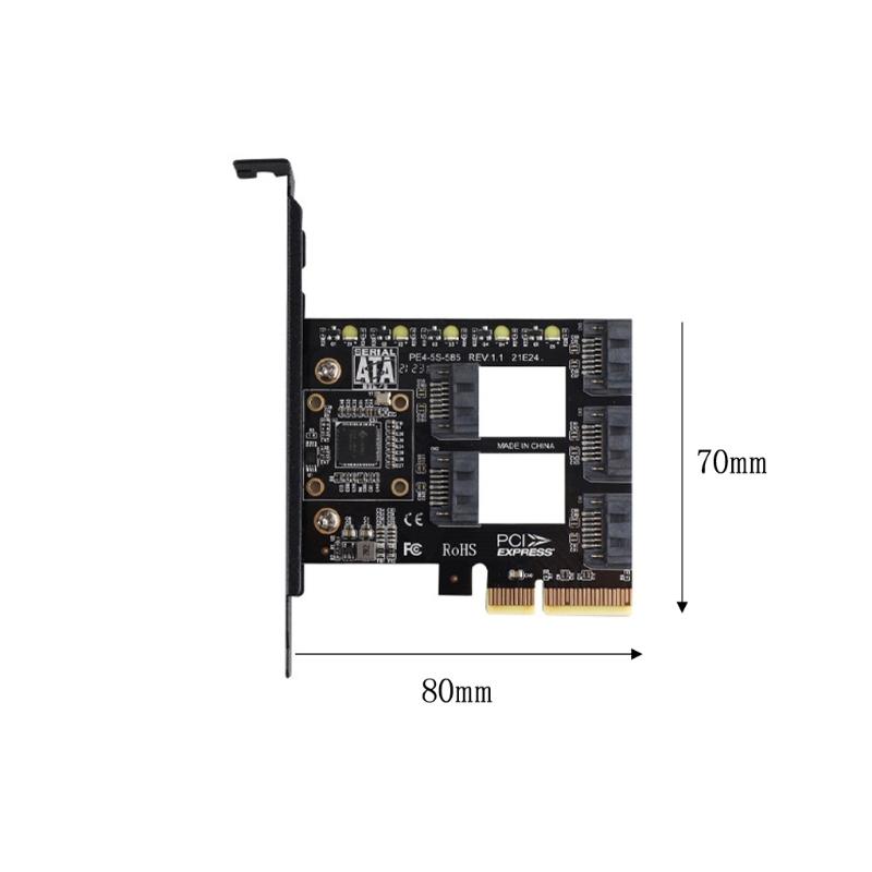 PCI-E 4X to 3.0 pansion Card 5 Full Speed Ports 6Gbps Transfer pansion Hard Drive for Win7 / 8/10 / Linux