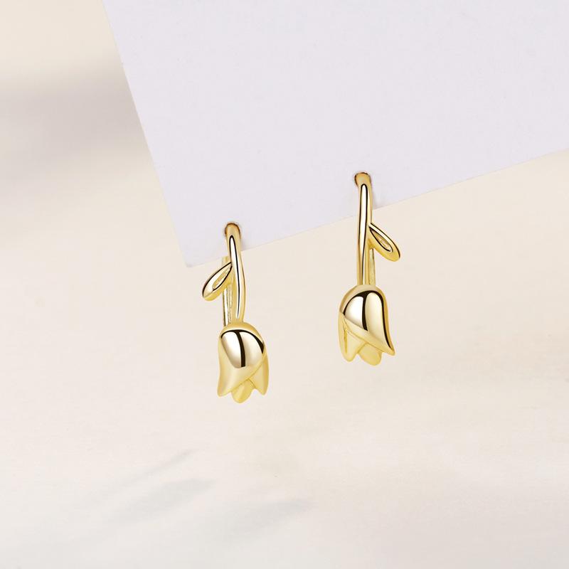 

Tulip Ear Hook Hong Kong Style Retro Simple Fashion Niche Design Earrings Girls Gift