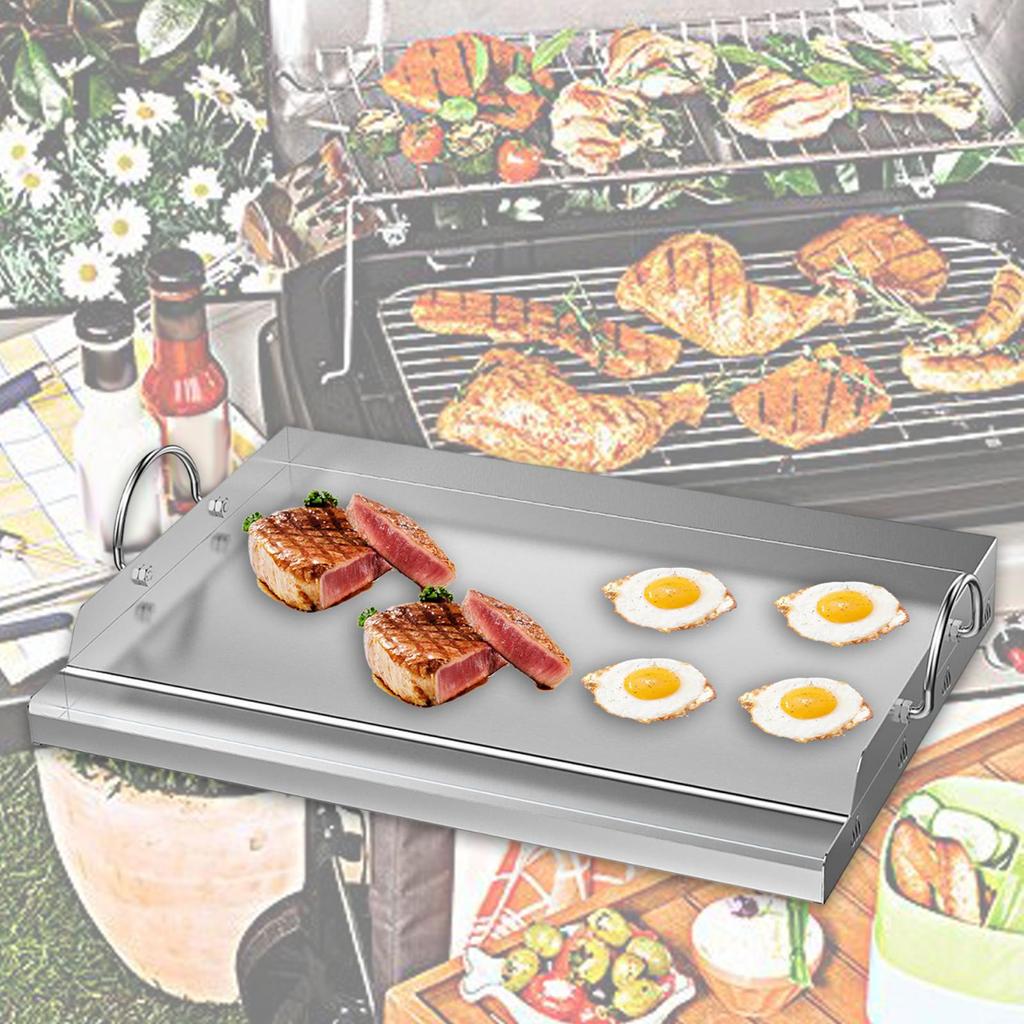 Edelstahl Kochplatte BBQ Werkzeuge Grillen Kochgeschirr Flache Oberplatte Einsatz für Partys Camping Grills Tailgating Outdoor