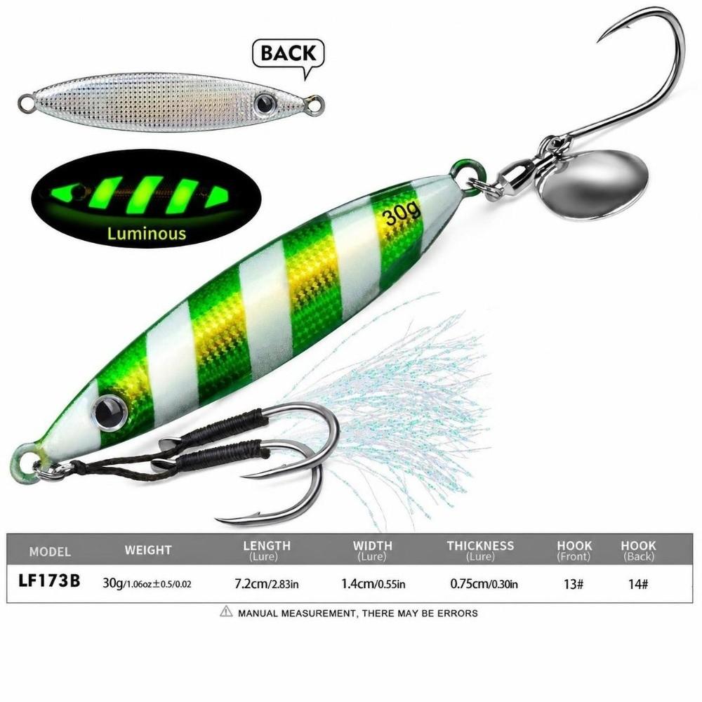 Feathered Assist Hooks Casting Jig Bait Reflective Fish Pattern Bionic Fish Lure Boat Fishing