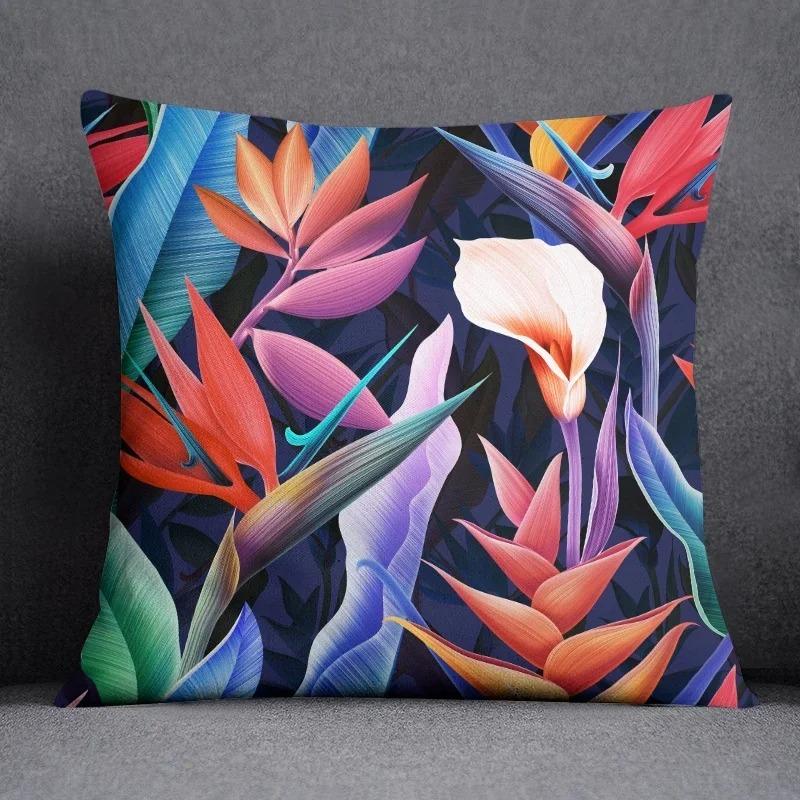 Tropical Flower Series Throw Pillow Decorative Pillow Bedroom Sofa Car Cushion Cover Pillowcase