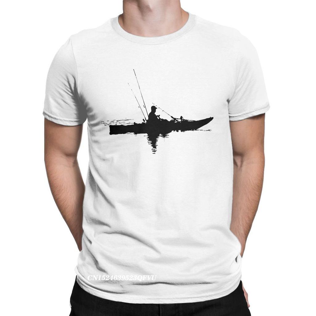Einzigartiges Fischer-Kajak-Angel-T-Shirt für Männer mit rundem Kragen, Baumwolloberteile, T-Shirts, Harajuku-T-Shirts, Kleidung für Erwachsene
