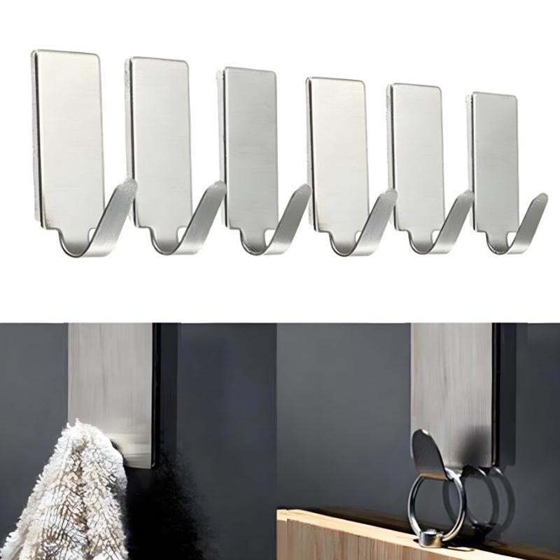 Self-Adhesive Hook Stainless Steel Heavy-Duty Wall Hook Bathroom Storage Towel Rack Multifunctional Kitchen Rack