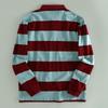 Polo da uomo a maniche lunghe con ricamo a righe, elegante top business casual, eccedenza di esportazione
