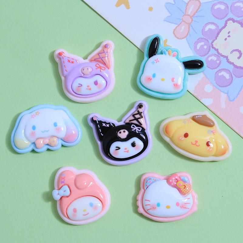 10 Pcs New Kawaii Cartoon Kitten, Puppy, Rabbit Resin Flat Back Scrapbook Figurine Diy Bow Decor Accessories Crafts A14