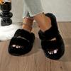 Cozy Plush Faux Fur Slippers with Single Strap and Thick Sole for Indoor Warmth