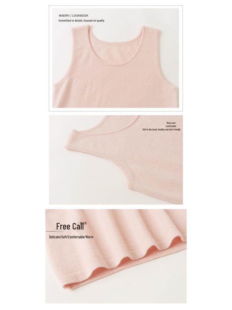 Damska dzianinowa kamizelka z czystego kaszmiru 12-gauge - Okrągły dekolt, 8 kolorów, Ciepła i przyjazna dla skóry