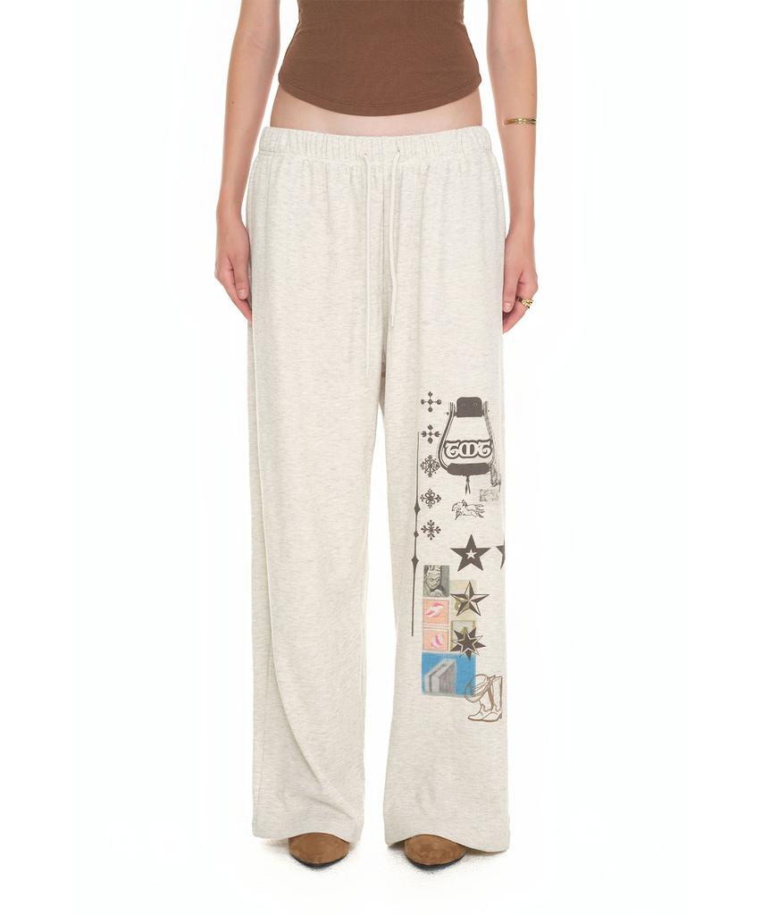 TOOMUCHTAX Printed Waffle Pants Ivory