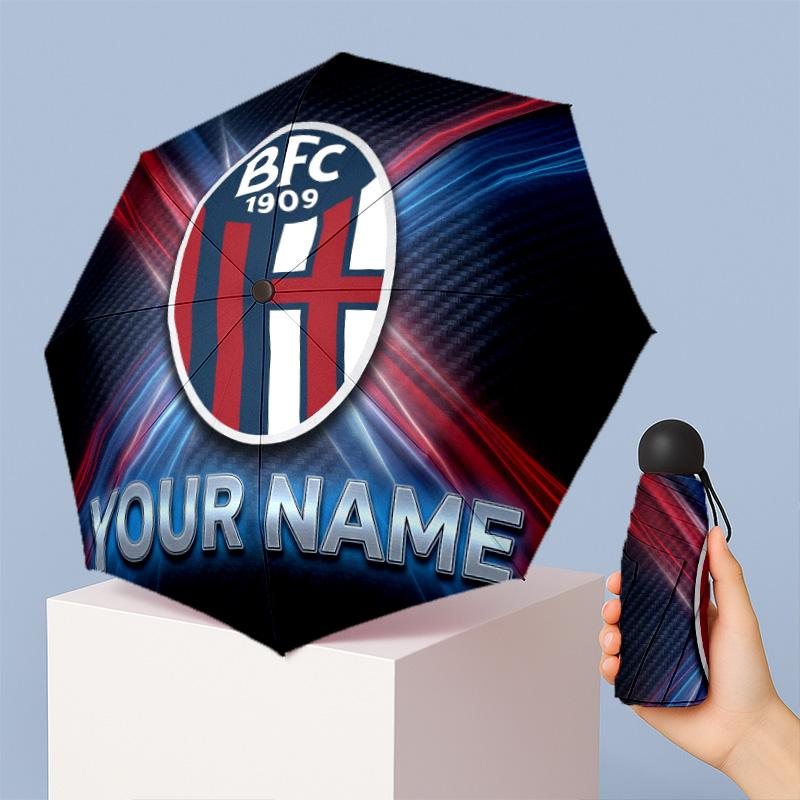 Bologna FC Manual Five Fold 8 Rib Umbrella Support Custom Text, Lightweight Travel Umbrella