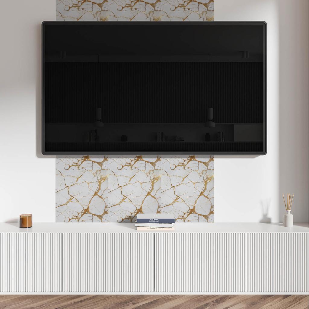 Zestaw Kafelków Winylowych Łatwy Montaż Elegancki Marmur Z Żyłkami 9X30X30 Cm