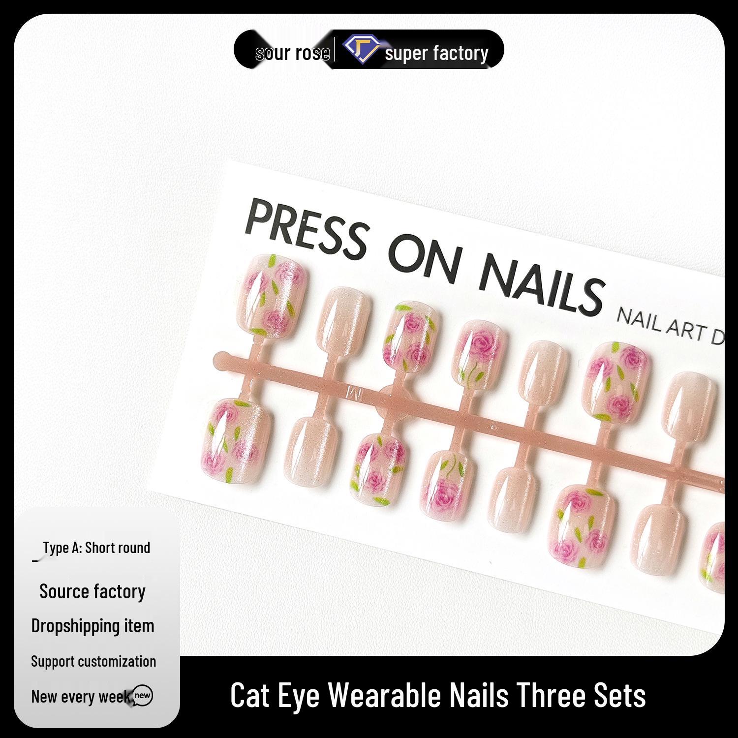 

Jiaolong Cat Eye Removable Wearable Manicure Nails