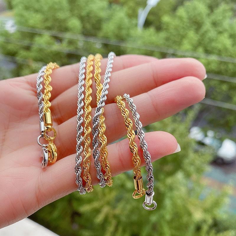 Halskette aus geflochtenem Titanstahl im koreanischen Stil für Damen - Trendiger einfacher Schmuck