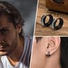 Men's Gothic Viking Runes Hoop Earrings Stainless Steel Waterproof Vintage Huggie Earrings Hip Hop Punk Party Jewelry Gifts Boys