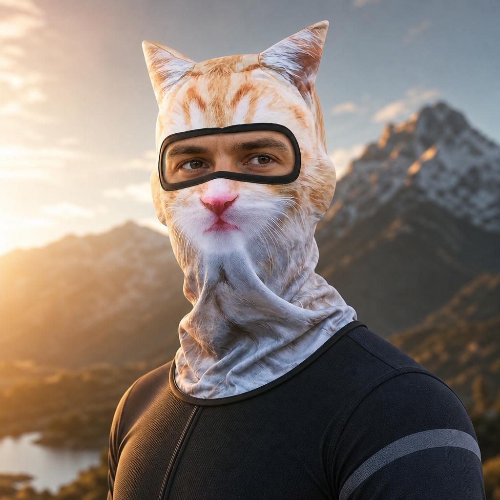 Sun Protection Fishing Face Mask Cooling Breathable Windproof Full Face Mask Cute Cat Pattern Cycling Cap Outdoor Hiking Camping